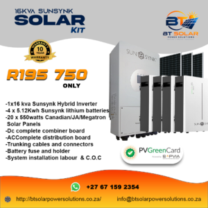 16 kva Sunsynk Solar system